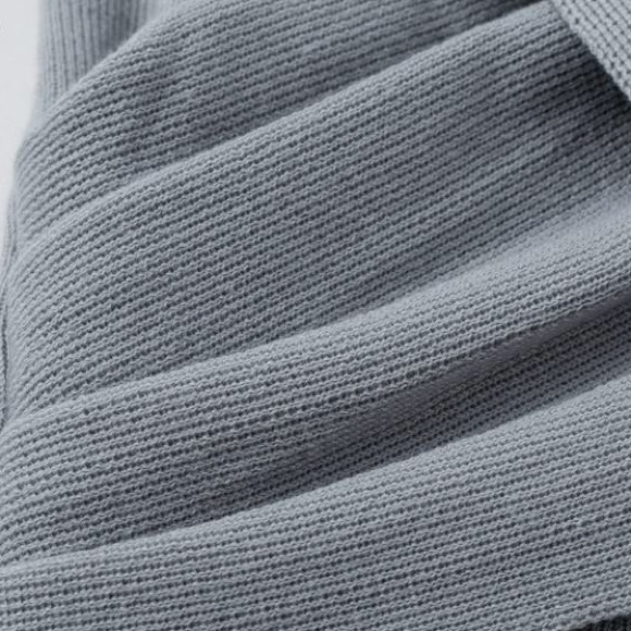 Ash Grey Off Shoulder Crisscrossed Knit Mini Dress - Picture 6 of 7